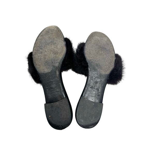 Louis Vuitton Black Fur Jeweled Slide Sandals Women’s EU 39 Luxury Designer - Picture 6 of 9